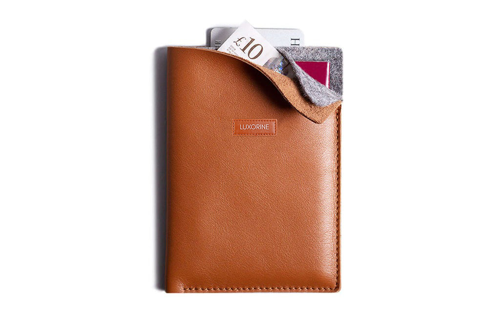 Super Slim Vertical Passport Wallet – Tan