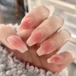 24 Pcs Red Line Gradient Ballet Press On Nails