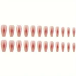 24 Pcs Red Line Gradient Ballet Press On Nails