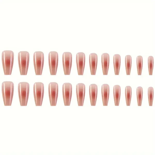 24 Pcs Red Line Gradient Ballet Press On Nails