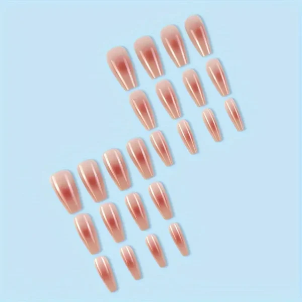 24 Pcs Red Line Gradient Ballet Press On Nails